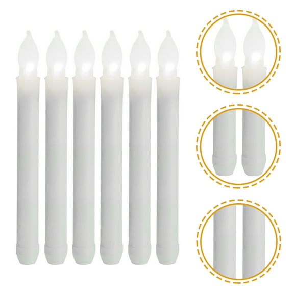 Moluckfu 6Pcs Led Flameless Taper Candles Warm White Plastic Battery Operated For Event Planners 8.5In
