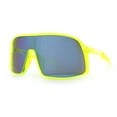 thumbnail image 4 of Boys Kids Size Color Mirror Large Shield Sport MTB Plastic Sunglasses Yellow - Blue Mirror, 4 of 8