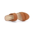 thumbnail image 4 of Women's Dual Straps Mid Chunky Heel Slide Sandals Orange 9, 4 of 7