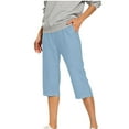 thumbnail image 6 of AHTJRT Women's Capri Pants Mid Rise Stretchy Soft Denim Pants with Pockets Solid Fashion Spring Workout Running Jeans Light Blue XXXL, 6 of 9