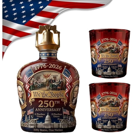 250th Anniversary Whiskey Bottle, We The People 250 Anniversarys Decanter with Liberty Bell Stopper, We The People Patriotic Gift for Bourbon or Wine (A#)