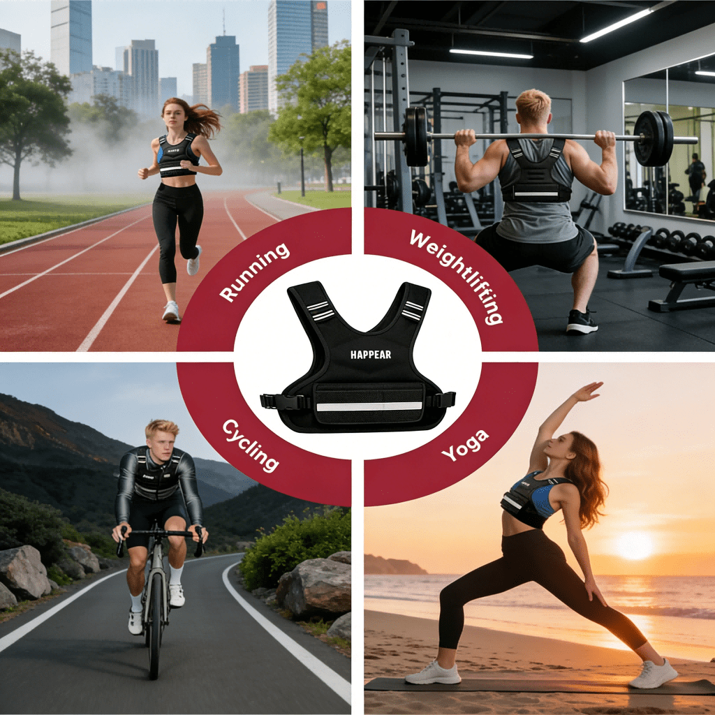 HAPBEAR Adjustable Weighted Vest for Men and Women, 4-10 lbs with 6 Ironsand Weights and Large Pocket Includes kettlebell pouch for Workout, Strength Training, Running, Walking, Weight Loss