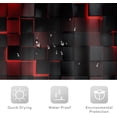 thumbnail image 5 of Black Red Wall Shower Curtain 72Wx72H Inch Abstract Brick Modern 3D Gradient Design Futuristic Geometric Plaid Cubes Man Boys Cool Bathroom Decor Fabric Polyester Waterproof 12 Pack Hooks, 5 of 6