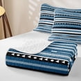 thumbnail image 4 of jejeloiu Coastal Striped Twin Quilt Set For Men Women,Calm Aztec Twin Coverlet Set,Blue Black,2pcs, 4 of 7