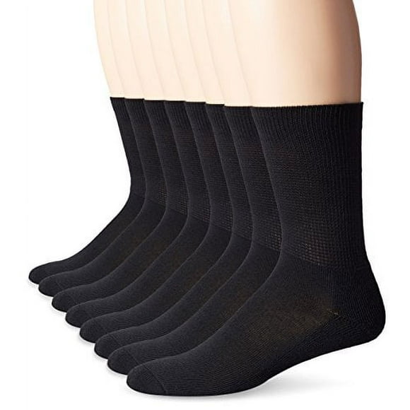 MediPEDS Chaussettes pour Hommes Extra Larges à Tige Non Serrée avec Fibre COOLMAX, 8 Paires, Noires, Pointure de Chaussure : 12-15