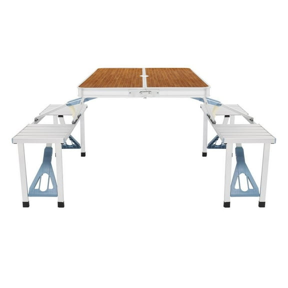 XgoodX Portable Folding Picnic Table Camping 4 Seats Set Aluminum With Umbrella Hole