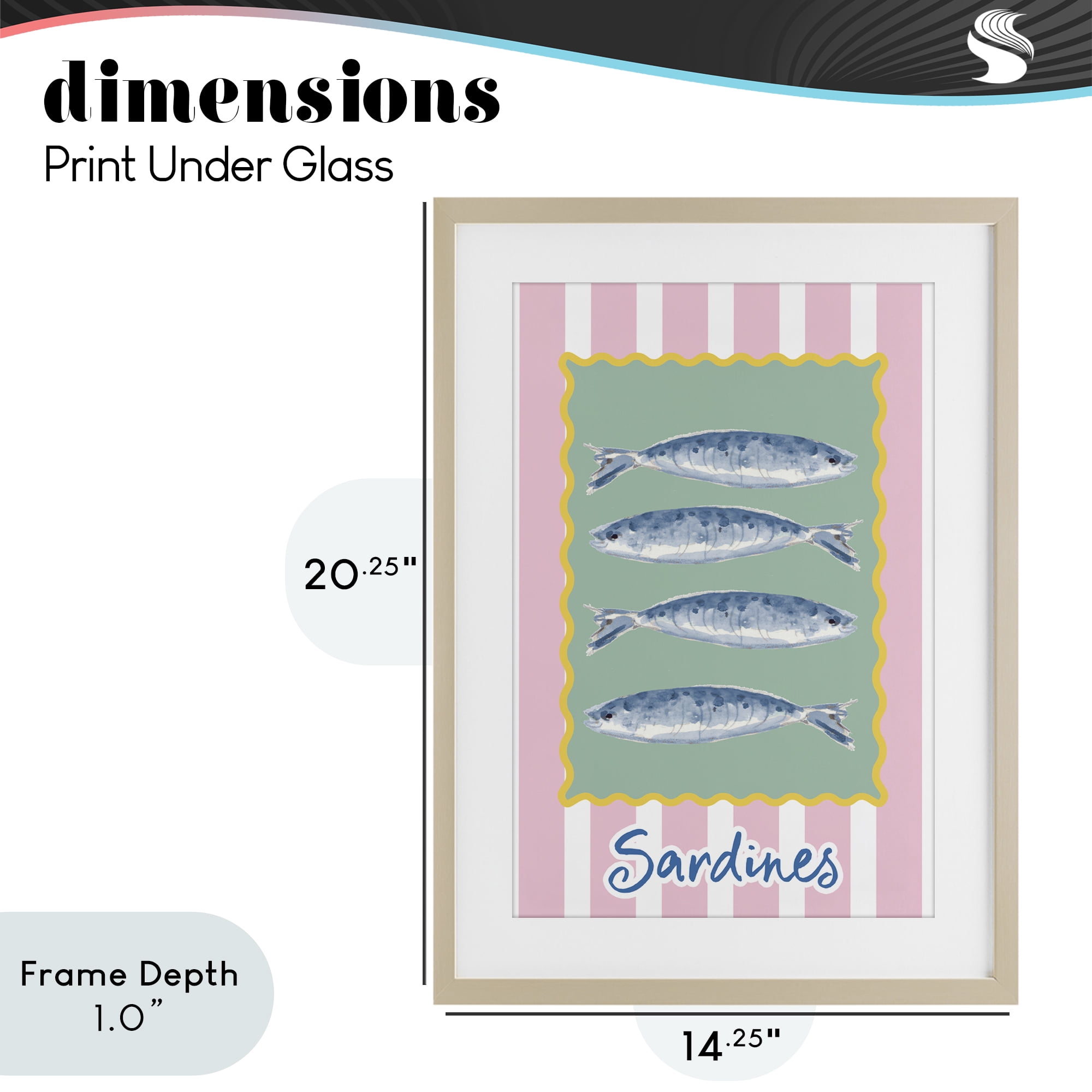 Stupell Industries Pastel Striped Sardines Birch Framed Print Under Glass, design by Patricia Pinto