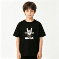 thumbnail image 2 of Rock N Roll Boys Graphic Tee, Cool Rock Hand Sign Music Concert 100% Cotton Kids Short Sleeve T-Shirt, 2 of 5