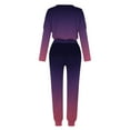 thumbnail image 5 of Hooded 2pcs Sets Womens Plus Size Long Sleeved Round neck Solid Color Leisure Fashion Loose Two Piece Sweatpants Joggers Purple Size M, 5 of 5