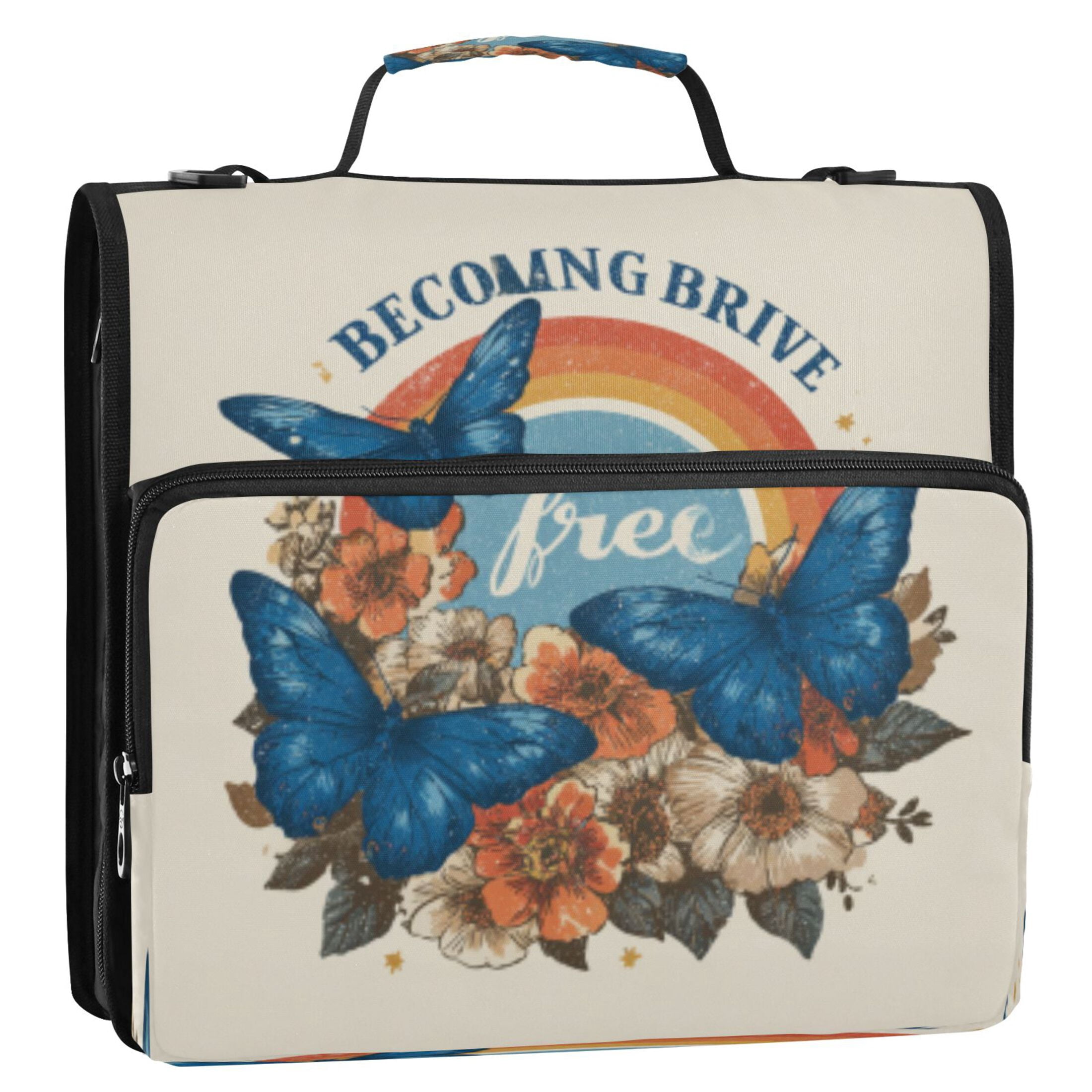 DIXRUYEE Zipper Binder trapper keeper Documents Organized Design Fly with Courage Printed