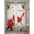 thumbnail image 5 of Merry Christmas Sheer Curtains 108 Inch Long 2 Panels, Poinsettia Cardinal Berry Linen Black Plaid Light Filtering Rod Pocket Semi Sheer Curtains, Sheer Voile Drapes for Living Room Bedroom, 52"x108", 5 of 5