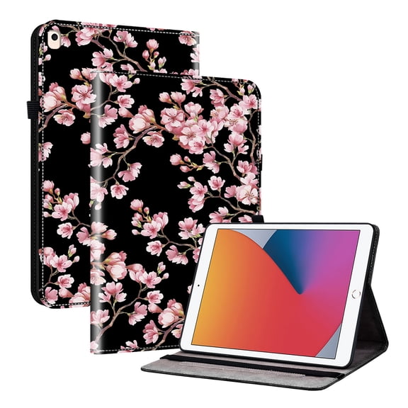ELEHOLD for iPad mini 7 (A17 Pro)2024/6th Case, Flowers Pretty Unique Design Slim Adjustable Stand PU Leather Cover with Auto Sleep Wake Folio Case for iPad,Plum Blossom