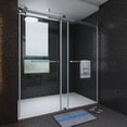 thumbnail image 2 of MCOCOD 56 to 61 in. W x 76 in. H Modern Frameless Double Sliding Shower Door, Chrome Finish, 2 of 10