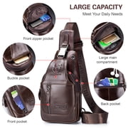 BULLCAPTAIN Chest pack,Leather Waterproof Chest Mens Leather Waterproof Buzhi Siuke