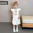 thumbnail image 4 of Toddler Girls Easter A Line Dress Cute Bunny Rabbit Printed Skirt Summer Ruffle Sleeve Sundress Outfit For Kids White 7-8 Years, 4 of 7