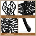 thumbnail image 6 of BAYUELSWU 3-Piece Outdoor Bistro Set Patio Set Outdoor Patio Furniture w/Tulip Design, Rust-Resistant Cast Aluminum Table and Chairs w/Umbrella Hole for Balcony Backyard Garden (Black), 6 of 7