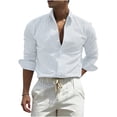 thumbnail image 3 of Ceisia Men's Slim Fit Long Sleeve Striped Button-Down Shirt Casual Summer Beach Top White XXL Gifts, 3 of 5