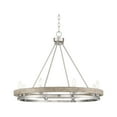 thumbnail image 2 of Possini Euro Design Brushed Nickel Graywood Wagon Wheel Chandelier 29 1/4" Wide Farmhouse Rustic 8-Light Fixture Dining Room Kitchen Island Entryway, 2 of 9