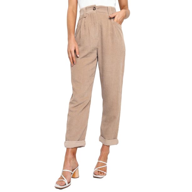TRKIYQC Pantalones casuales para mujer Pantalones sueltos de pierna recta de color sólido de cintura alta TRKIYQC moda
