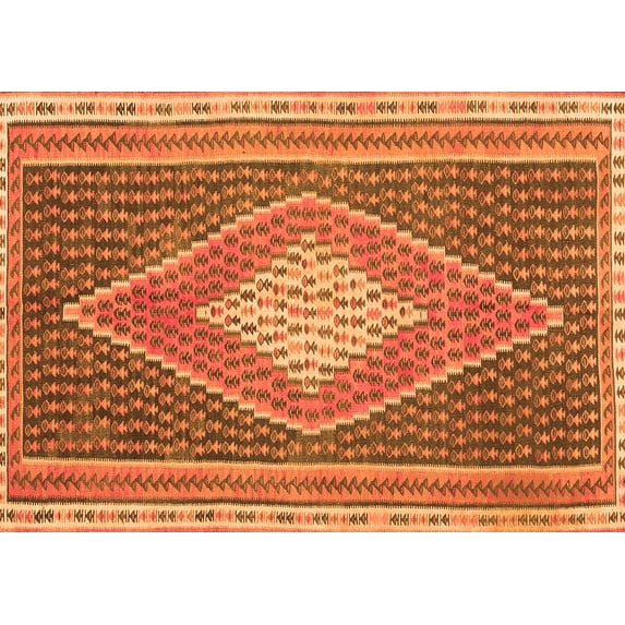 Ahgly Company Indoor Rectangle Abstract Orange Contemporary Area Rugs, 7' x 10'