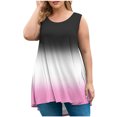 thumbnail image 2 of Pincandy Women's Oversized Short Sleeved T-shirt Loose Tank Top Casual Trendy Ombre Gradient U-Neck Sleeveless Beach Vacation Mini Tank Sundress with Pocket,Pink,2XL, 2 of 5