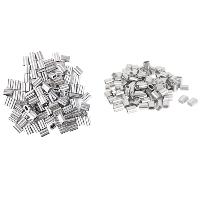 100Pcs 2.5mm Wire Rope Sleeves Clip Cable Crimps & 120 Pcs Crimping Loop Sleeve 2mm Diameter Wire Rope and Cable