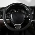 thumbnail image 2 of Classic Style Steering Wheel Cover Peach Wood Grain Four Seasons Universal Breathable Anti-Slip Car Wheel Protector 15 Inch Fit, Black, 2 of 4