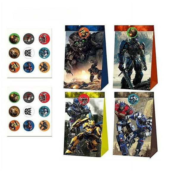 24 PCS Party Favor Candy Bags for Transformers Themed Birthday Supplies Decor,Birthday Game Party Kraft Paper Goodie Gift Bag Decorations
