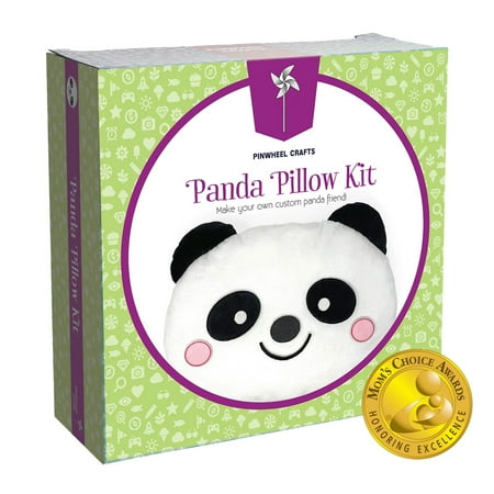 Pinwheel Crafts Panda Pillow Kit Kids Stuffed Animal Sewing Kit DIY with Needle Thread and Felt