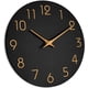 thumbnail image 1 of Reloj de pared decorativo, movimiento de cuarzo con marco dorado, silencioso, sin tictac, para cocina, dormitorio, oficina (10 pulgadas, negro), 1 of 5