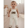 thumbnail image 6 of BemeyourBBs Baby Boy First Birthday Outfit 1st Birthday Clothes Corduroy Romper Overalls Letter Embroidery Overall Jumpsuit, 6 of 9