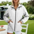 thumbnail image 2 of Fiaer,Womens Oversized Full Zip Softshell Jackets,Women's Loose Fit Windbreaker Waterproof Long Sleeve Drawstring Hooded Tops with Zipper Pockets White XL, 2 of 5