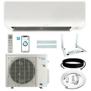 Daikin 9,000 BTU 21 SEER2 Aurora Low Ambient Ductless Mini Split Air Conditioner Heat Pump with Maxwell 15 ft. Installation Kit and Bracket - Wi-Fi Enabled R32