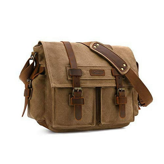 Kattee Leather Canvas Camera Bag Vintage DSLR SLR Messenger Shoulder Bag