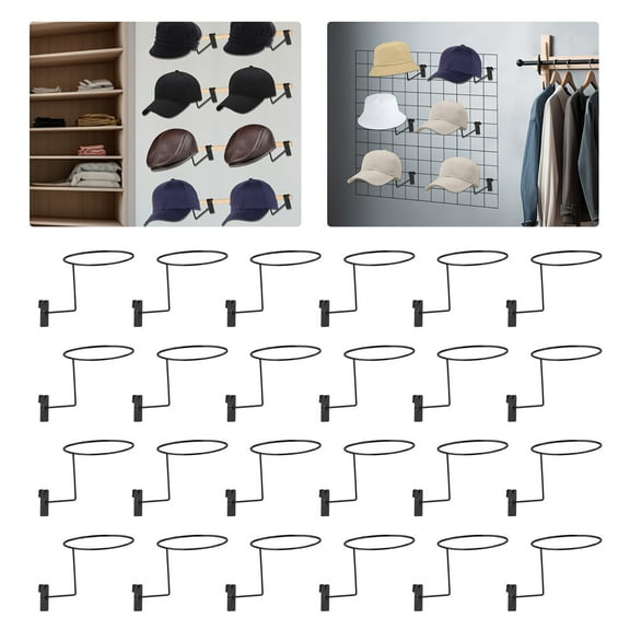 24 Hat Racks Hat Hanger Gridwall Hooks, Slat Panels Cap Rack for Retail Display