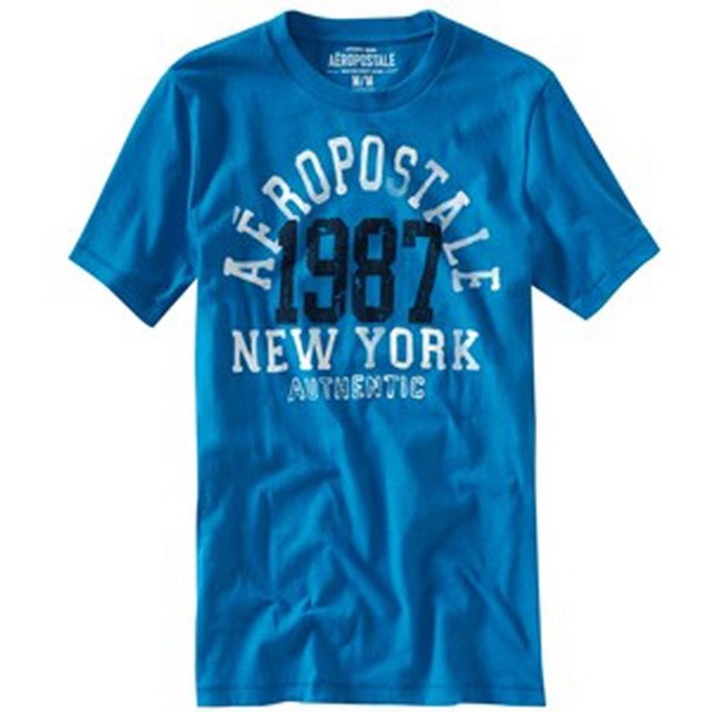 Aeropostale - Camiseta gráfica para hombre, color azul, pequeña