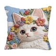 thumbnail image 2 of Tuvgenk Comfort Throw Pillow Covers Cat Square 16x16 in Spring Pillow Covers Decorative Home Animals Embroidered Couch Cushion Covers with Zipper, 2 of 6