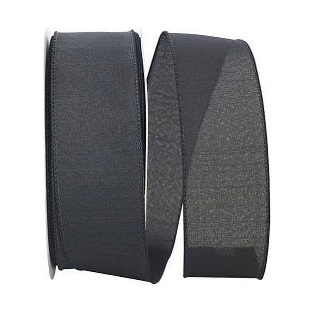 Reliant Ribbon 92573W-031-40K Everyday Linen Value Wired Edge Ribbon - Black - 2.5 in. x 50 yards