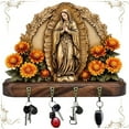 thumbnail image 2 of Golden Virgin Mary Key Holder, Wall Mounted Religious Art with 2D Praying Mary Design Christian Home Decor Entryway Key Organizer Farmhouse Style Wall Hanging for Keys and Small Items 1PC, 2 of 5