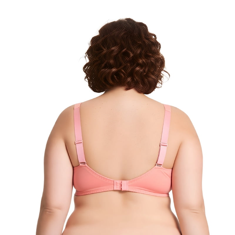 Curve Muse Plus Size Minimizer Underwire Bra With Lace Embroidery-2 Pack-BROWN,PEACH AMBER-46DD