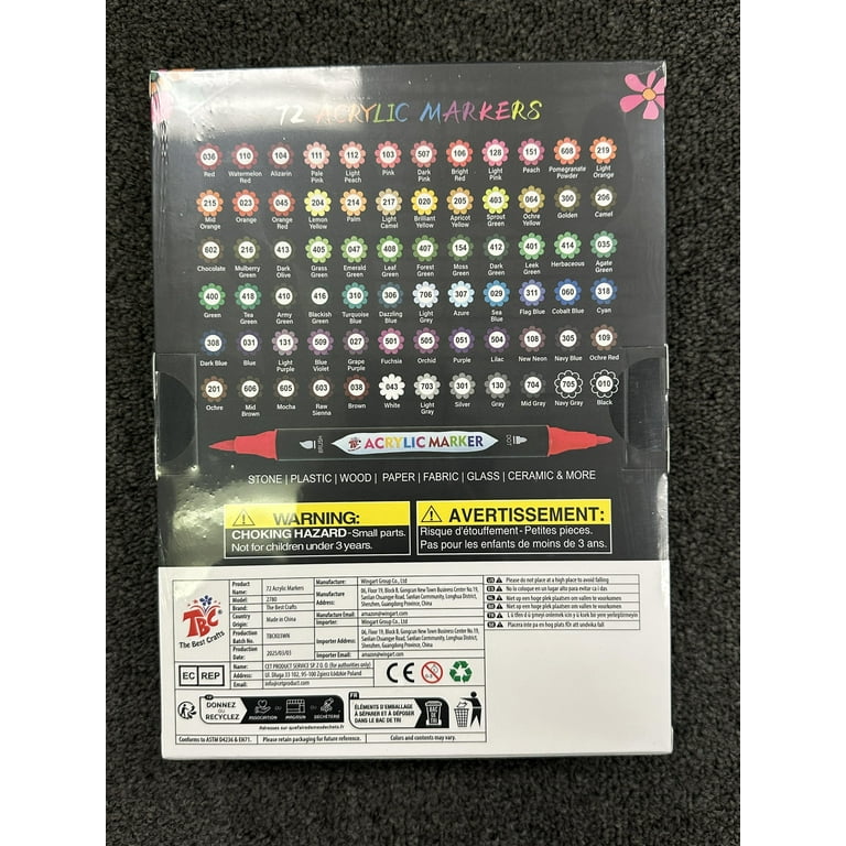 TBC The Best Crafts 72 Dual Tip Acrylic Markers - Premium Multi