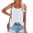 thumbnail image 2 of Hontri Liquidation! Débardeurs & Camisoles pour Femmes Débardeur pour Femmes Bretelles Spaghetti Réglables Camisole Col Rond Sans Manches Haut S 3TG Débardeur Ajusté Blanc,TG, 2 of 9