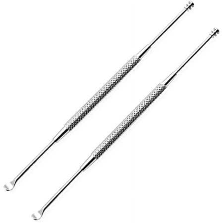 2 Pack - Stainless Steel Ear Spoon Portable Double-Ended Ear Pick Earwax Cleaning Tools Removal Ear Cleaner Spoon Spiral Ear Clean Tool