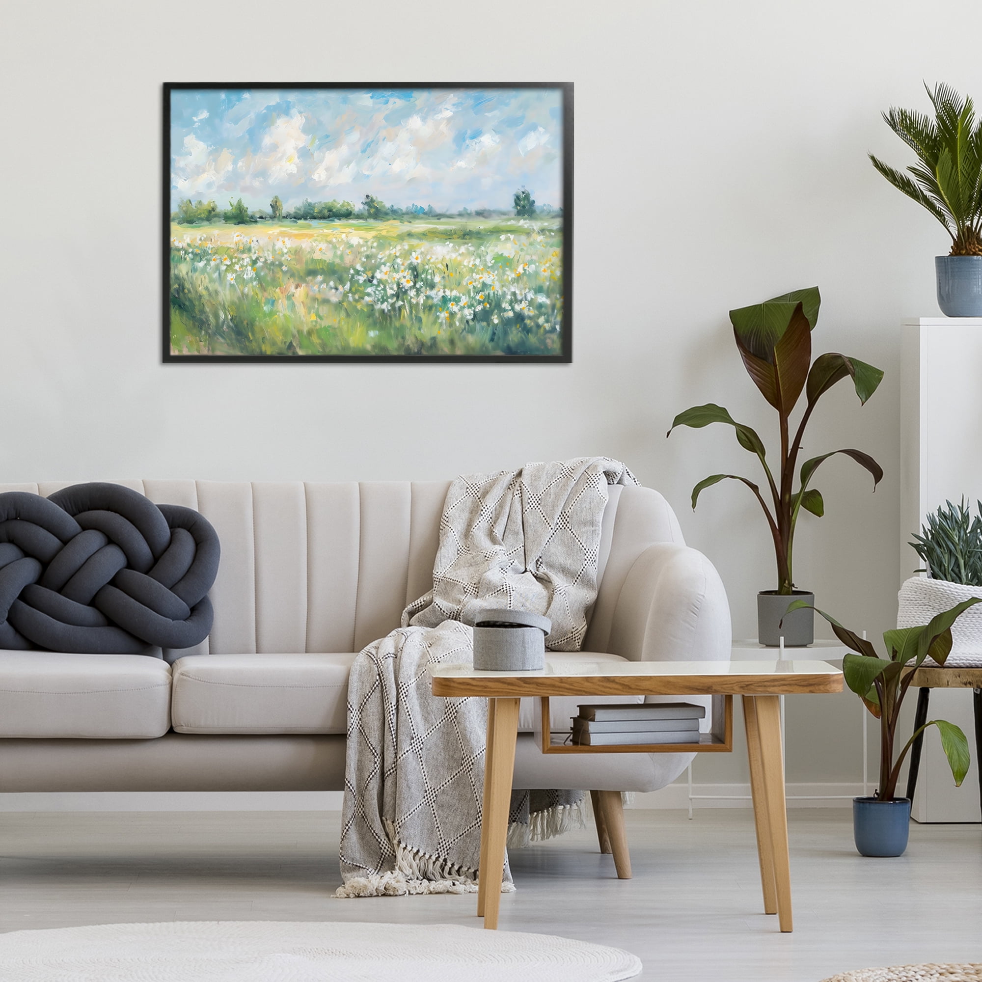 Stupell Industries Daisy Field Landscape Impression Black Framed Giclee Art, design by Creative Studio