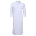 thumbnail image 2 of Yesfashion Men's Button up Cotton Robe Long Sleeve Kaftan Thobe Long Gown Casual Shirt for Beach, 2 of 8