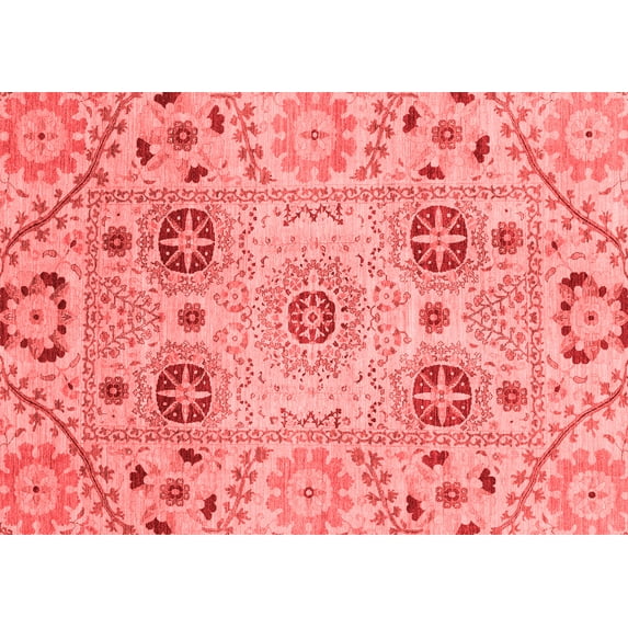 Ahgly Company Machine Washable Indoor Rectangle Abstract Red Modern Area Rugs, 7' x 10'