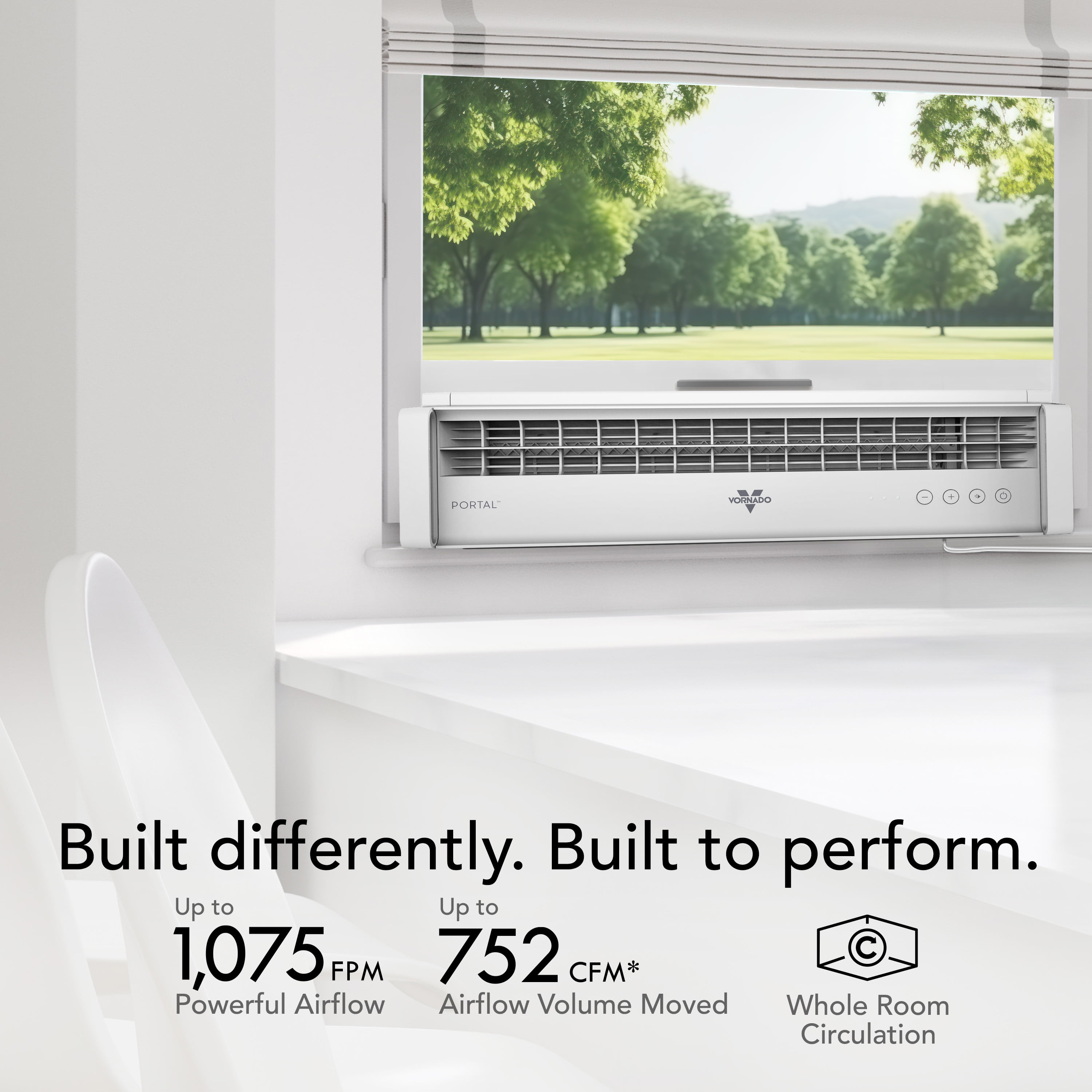 Vornado Portal® Window Fan, 3-Speed, Reversible Exhaust, Weather Resistant, for Kitchen, Bedroom, Home, White, 2026 Model