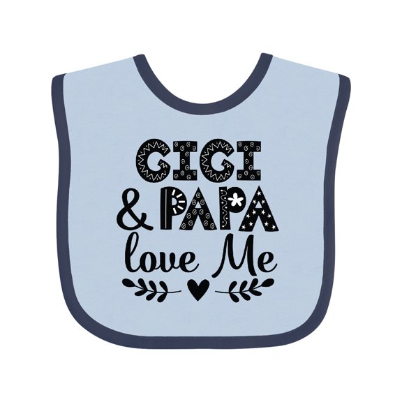 Inktastic Gigi and Papa Love Me Grandbaby Boys or Girls Baby Bib