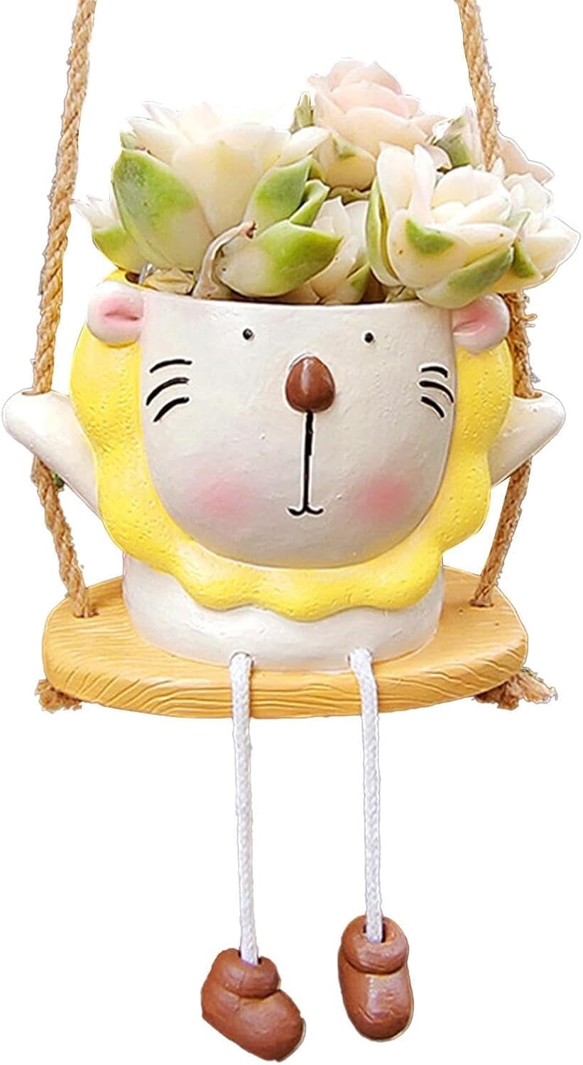 Hanging Planter Pot 1 Pc Resin Swinging Animal for Indoor Outdoor Succulent