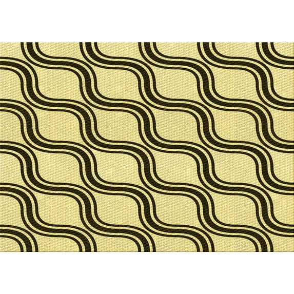 Ahgly Company Machine Washable Indoor Rectangle Transitional Mustard Yellow Area Rugs, 3' x 5'
